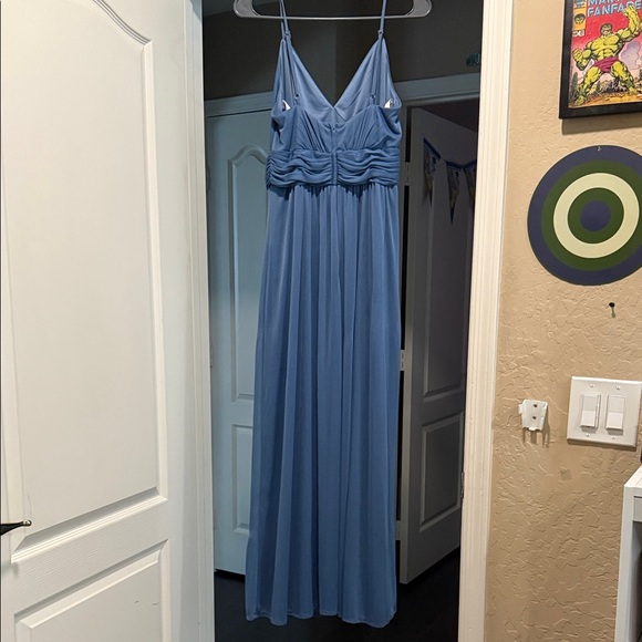 David's Bridal Dusty Blue Maxi Dress - Picture 4 of 9